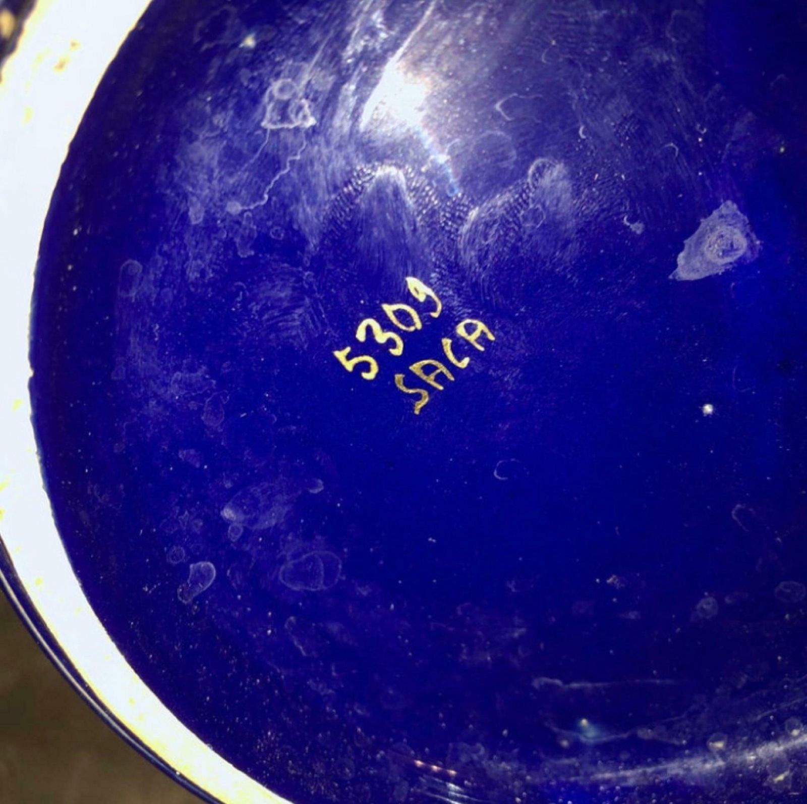 1950s Huge Mid Century Modern Blue And Gold Ceramic Italian Vase photo buy