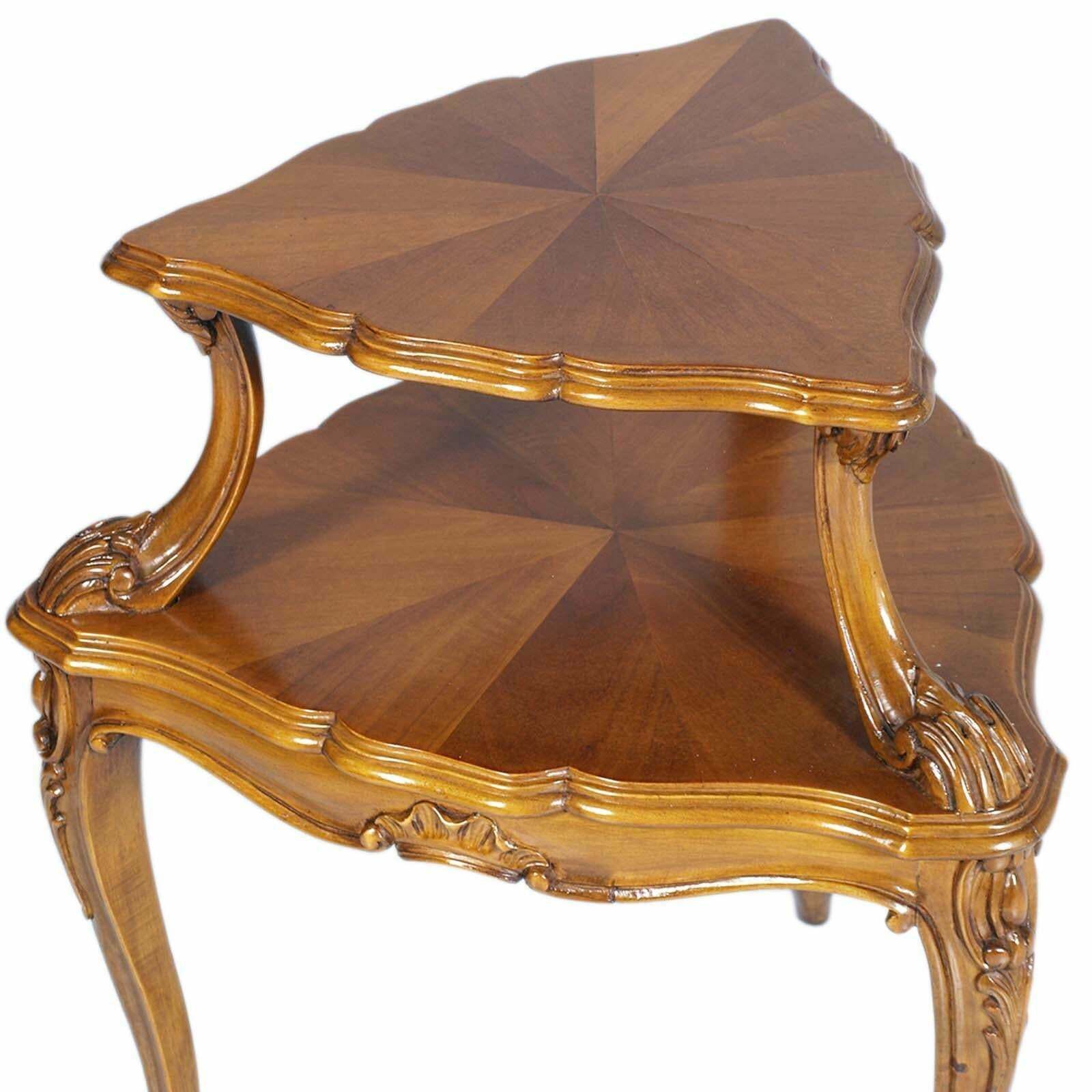 Early 20th Century Two Tiered Baroque Venetian Tripod Dessert Table In Walnut photo for sale