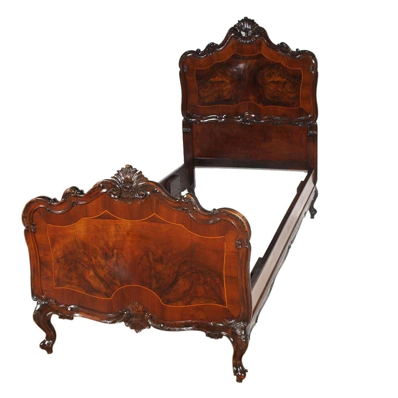 1920s Venetian Baroque Beds Hand Carved Walnut Burl  By Testolini And Salviati photo furniture