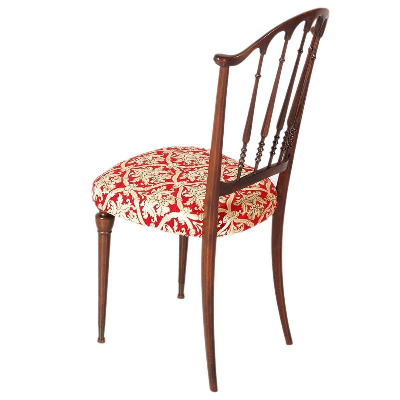 Mid Century Chiavari Chair By Paolo Buffa, Belle Epoque, Reupholstered Fortuny photo furniture
