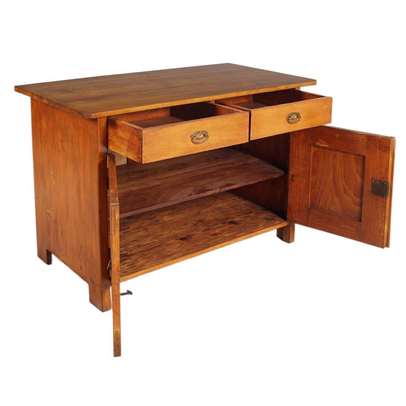 Tyrolean Late 18th Century Credenza Sideboard Massive Chestnut Wood Wax Polished photo for sale