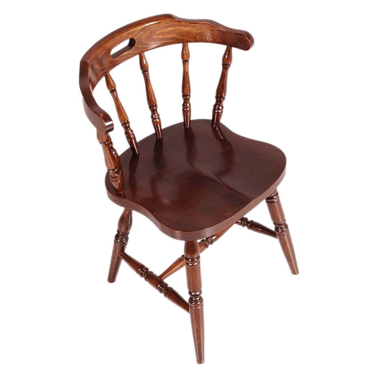 Mid Century Original Tyrolean Robust Armchairs In Chestnut Wood, Wax Polished photo Furniture