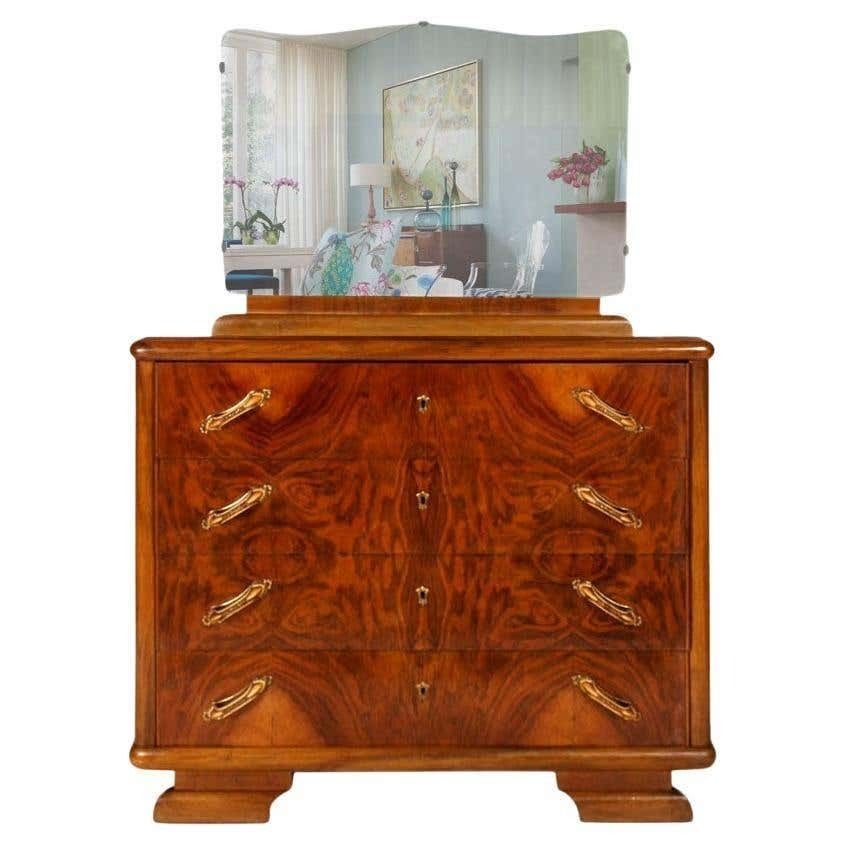 1930s Art Deco Commode In Burl Walnut By Osvaldo Borsani Per Atelier Di Varedo