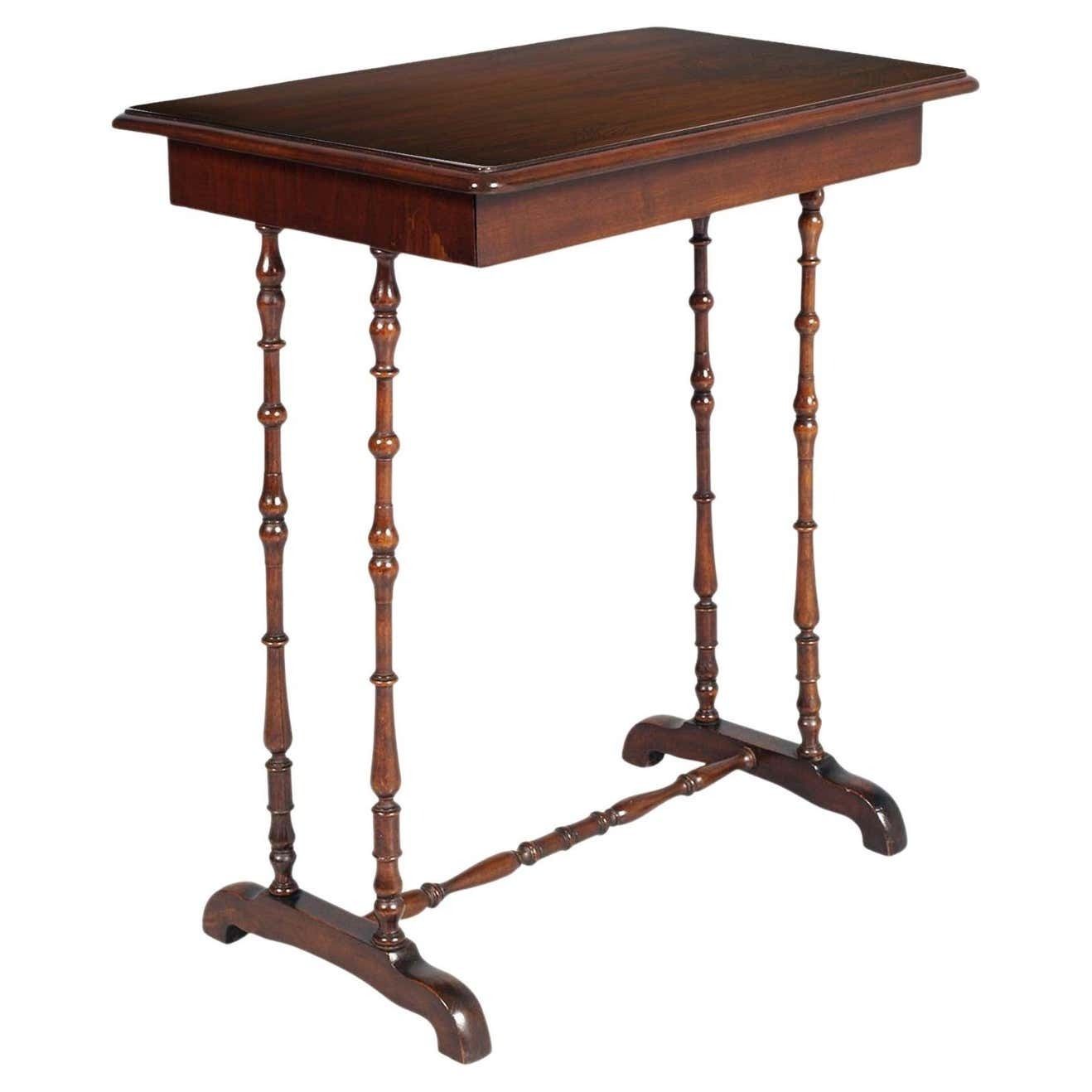 Antique 19th Century Small Vanity Desk, Work Table, Louis XIII Style In Walnut