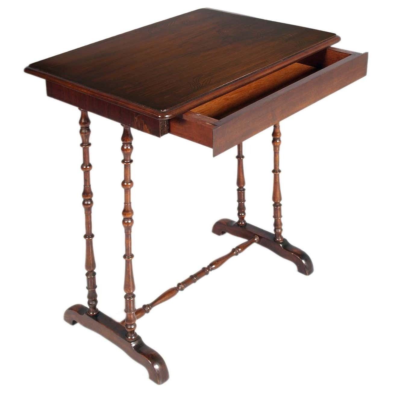 Antique 19th Century Small Vanity Desk, Work Table, Louis XIII Style In Walnut photo for sale