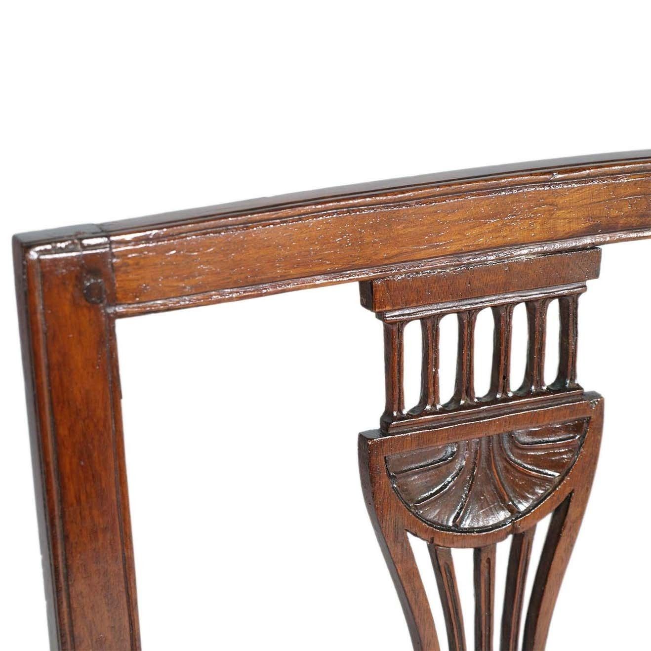 Set Of 6 Asolane Biedermeier Chairs In Walnut, Lyre Shaped Back, Hand Carved photo vintage