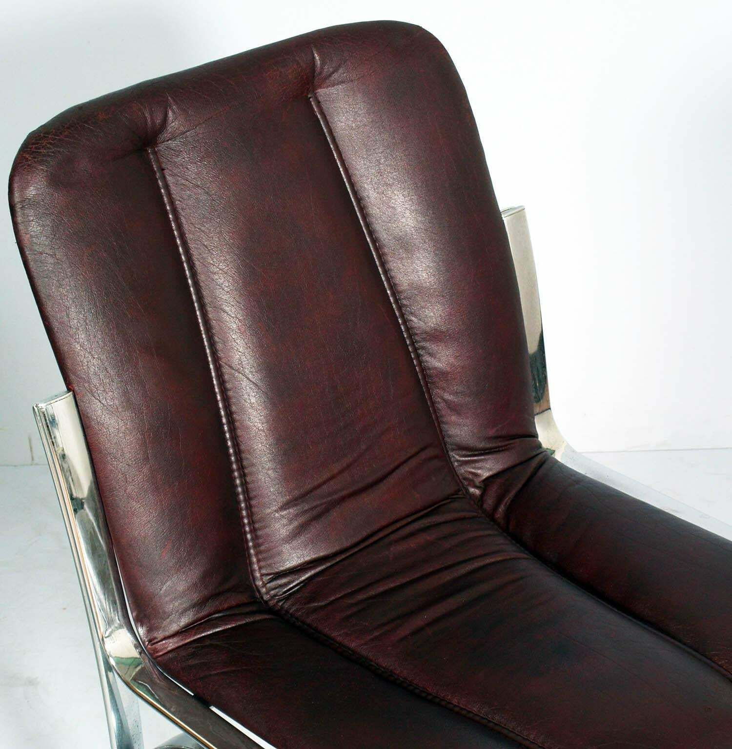 Italian 1970s Chairs Chromed Steel And Soft Leather Gastone Rinaldi Attributed photo vinterior