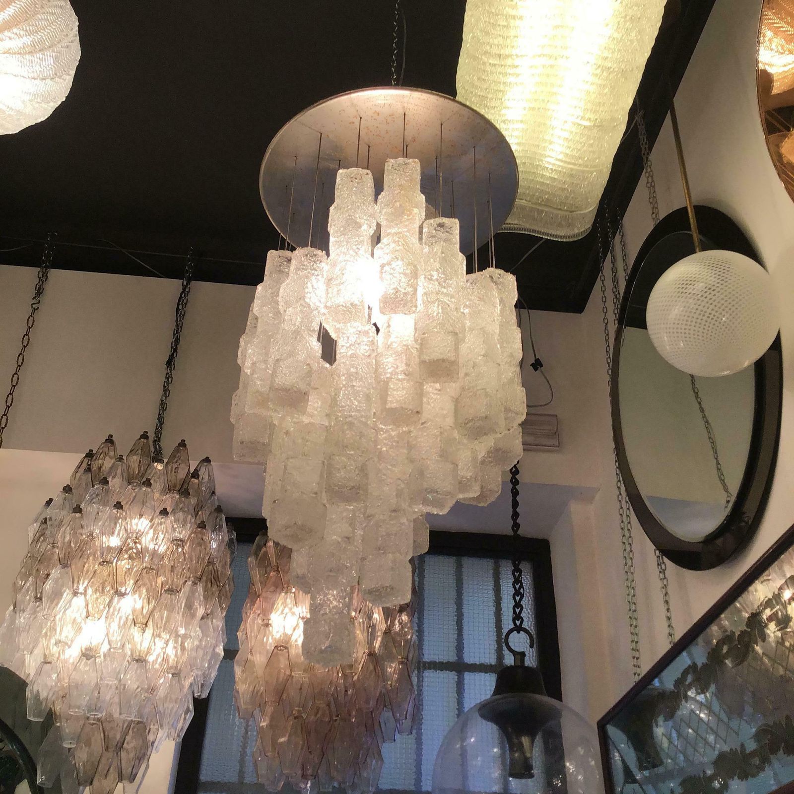 Zero Quattro Chandelier Murano Glass Metal Crome 1955 Italy photo vinterior