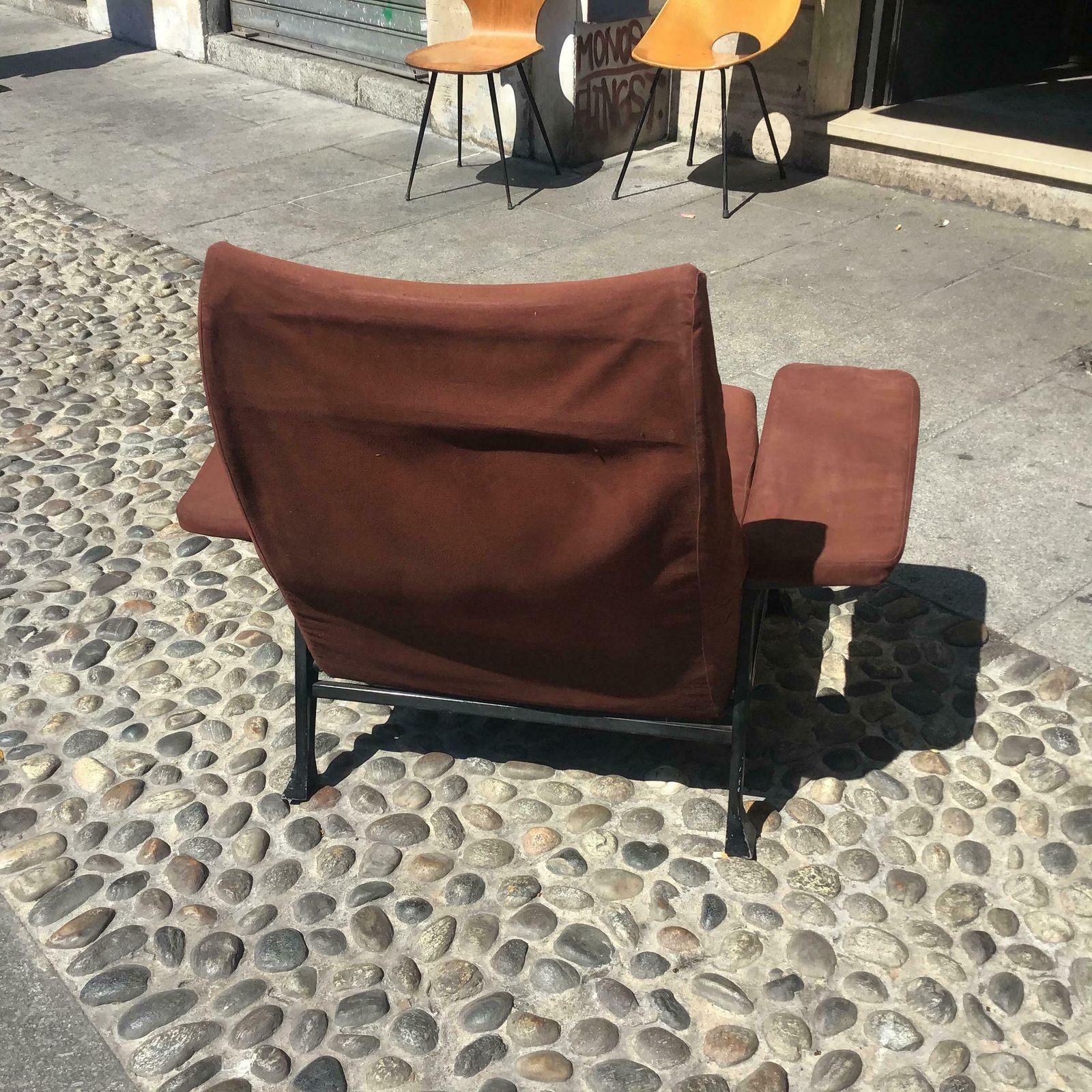 Arflex  Roberto Menghi  Armchair Iron Fabric Padding 1950 Italy photo for sale