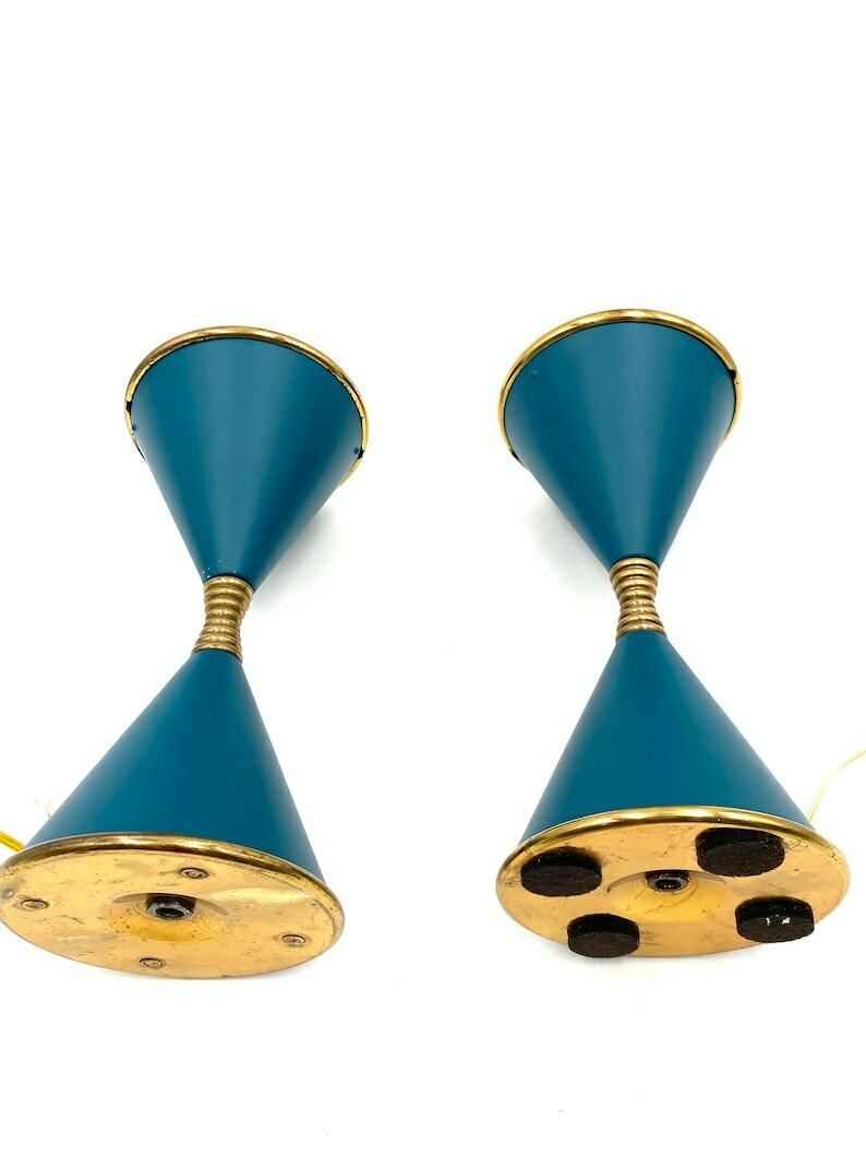 photo for sale Angelo Lelii, Two 'Clessidra' Table Lamps, Arredoluce, Milan Italy, 1960
