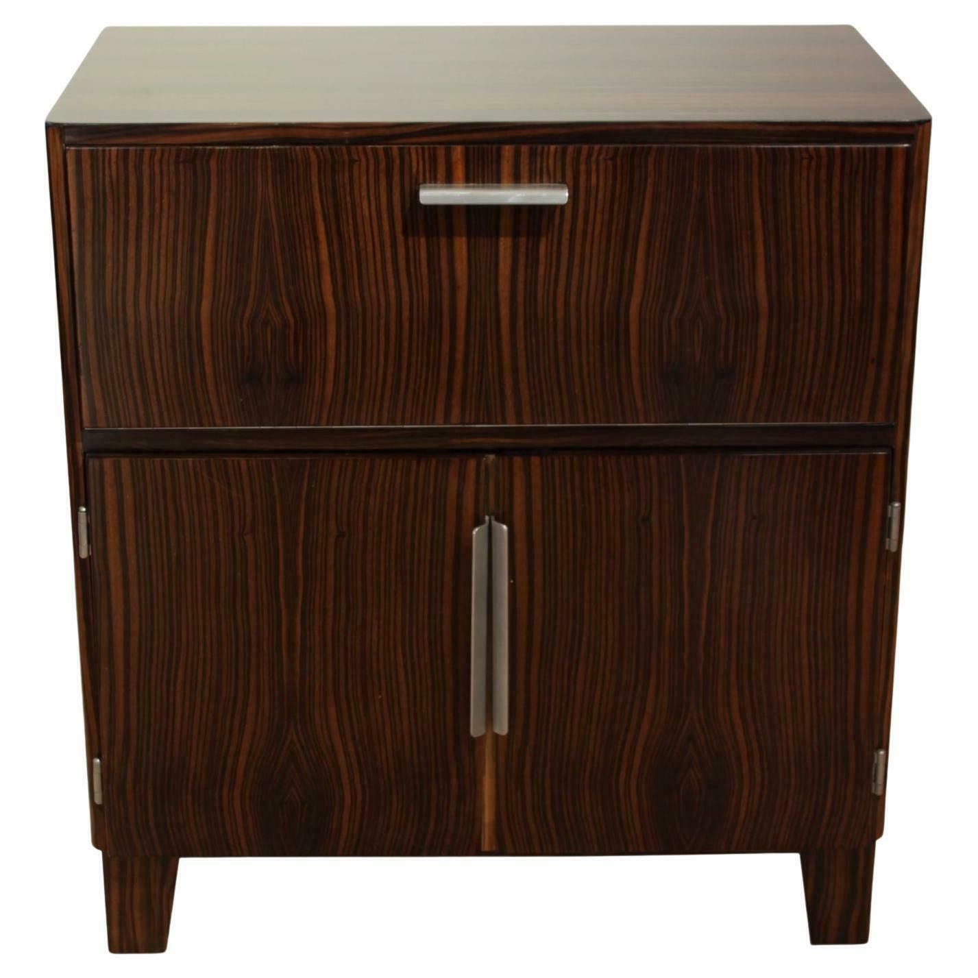 Small Art Deco Drinks Cabinet, Macassar Veneer, France, Circa 1930