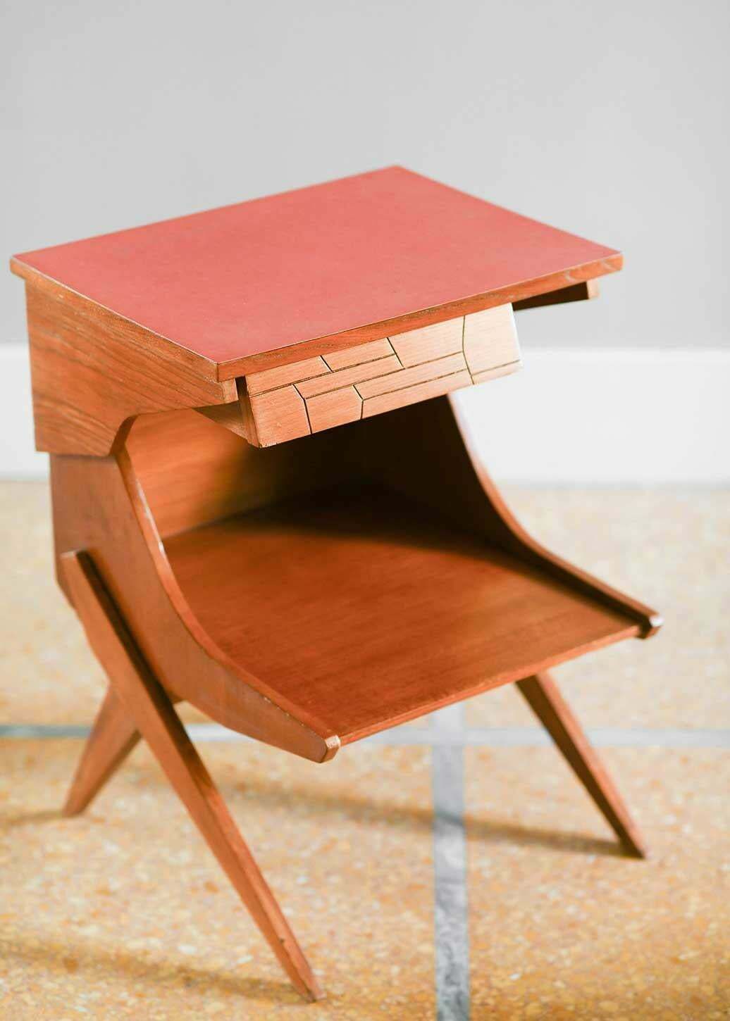 Pair Of Wooden Bedside Tables With Coloured Formica Top 1950 (Set Of 2) photo furniture