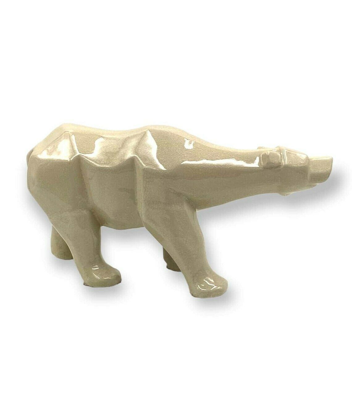 Art Déco Style Cubist Craquelé Polar Bear , L&V Ceram, France Ca. 1970 photo vintage