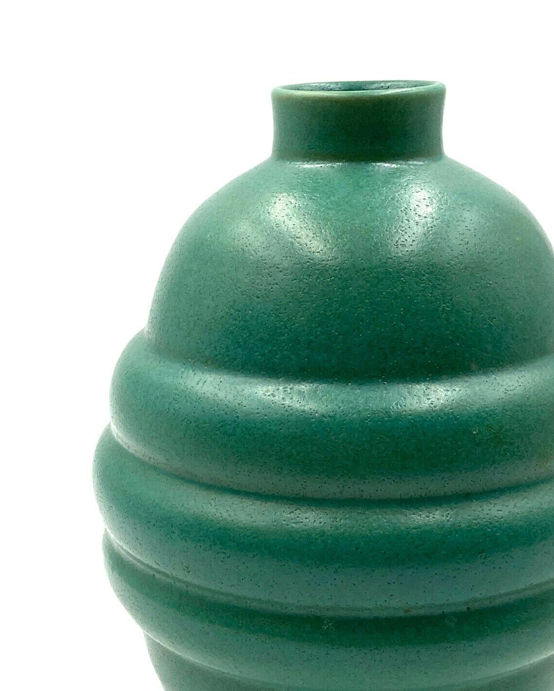 Art Déco Turquoise Faience Vase, France 1940s photo 409.0