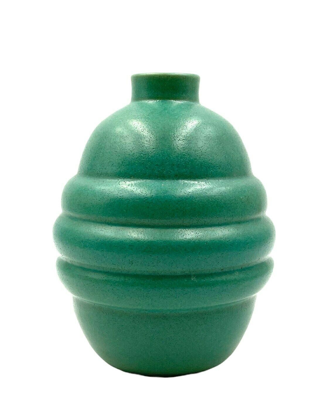 Art Déco Turquoise Faience Vase, France 1940s photo vinterior