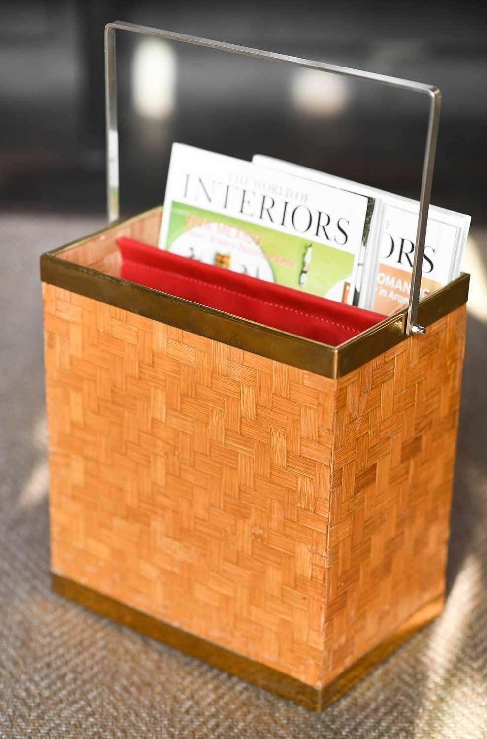 Bamboo Magazine Rack With Brass Details, Italian Production, 1980 photo Home Decor
