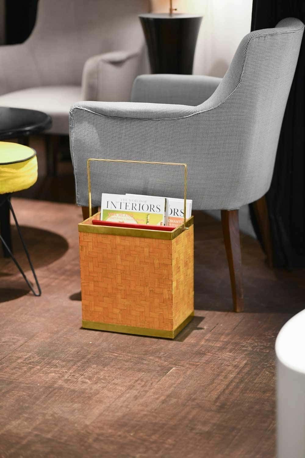 Bamboo Magazine Rack With Brass Details, Italian Production, 1980 photo 570.0