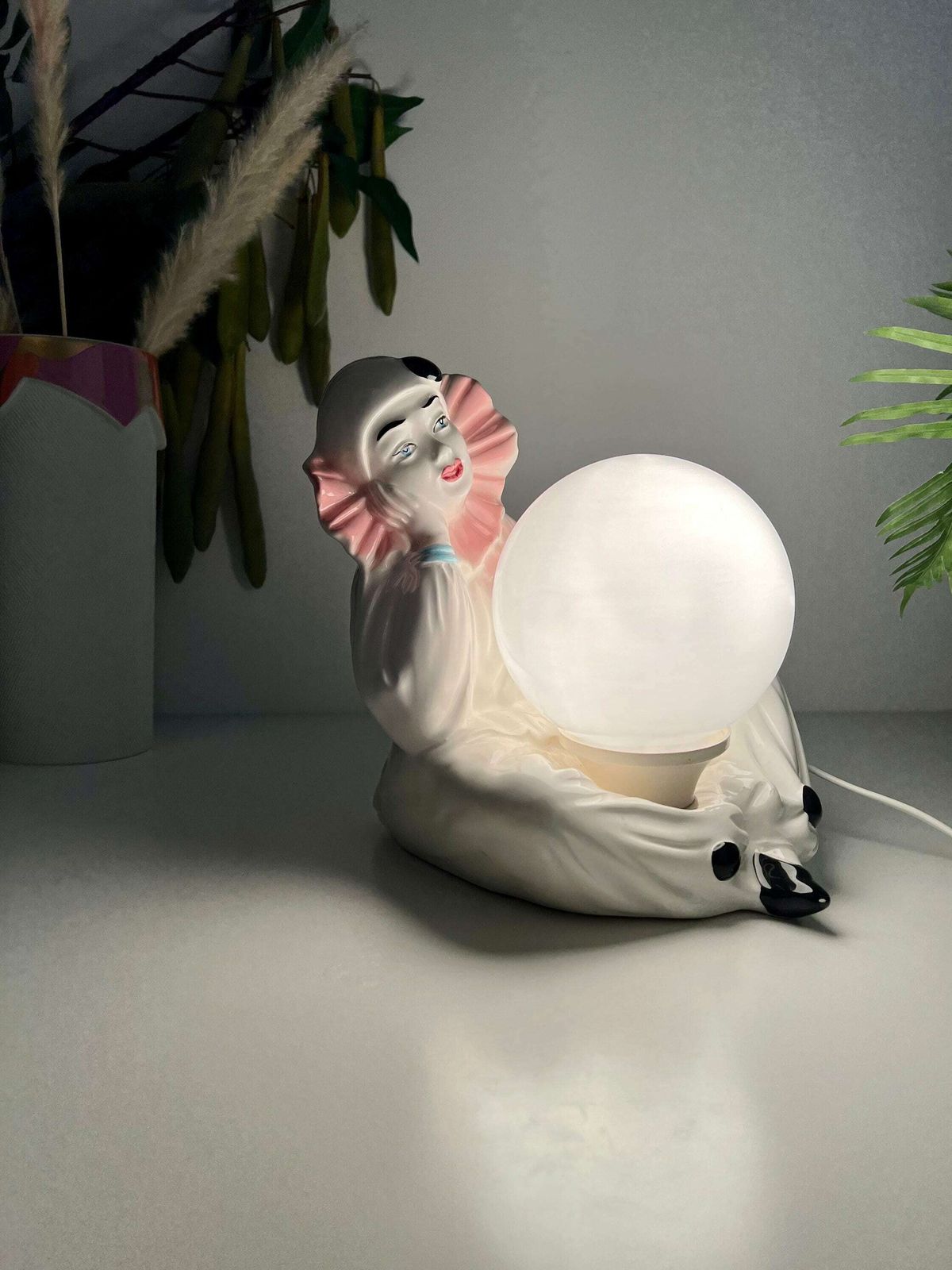 Vintage Pierrot Clown Lamp 80s