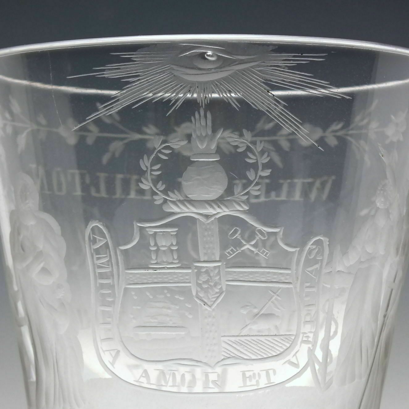 Provincial Grand Master Company Of Odd Fellows Engraved Glass Rummer C1837 photo vinterior