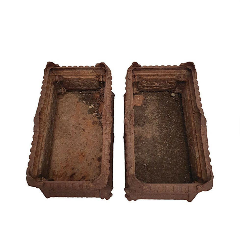 A Rare Pair Of 19th Century Cast Iron Garden Planters photo 2517.2979