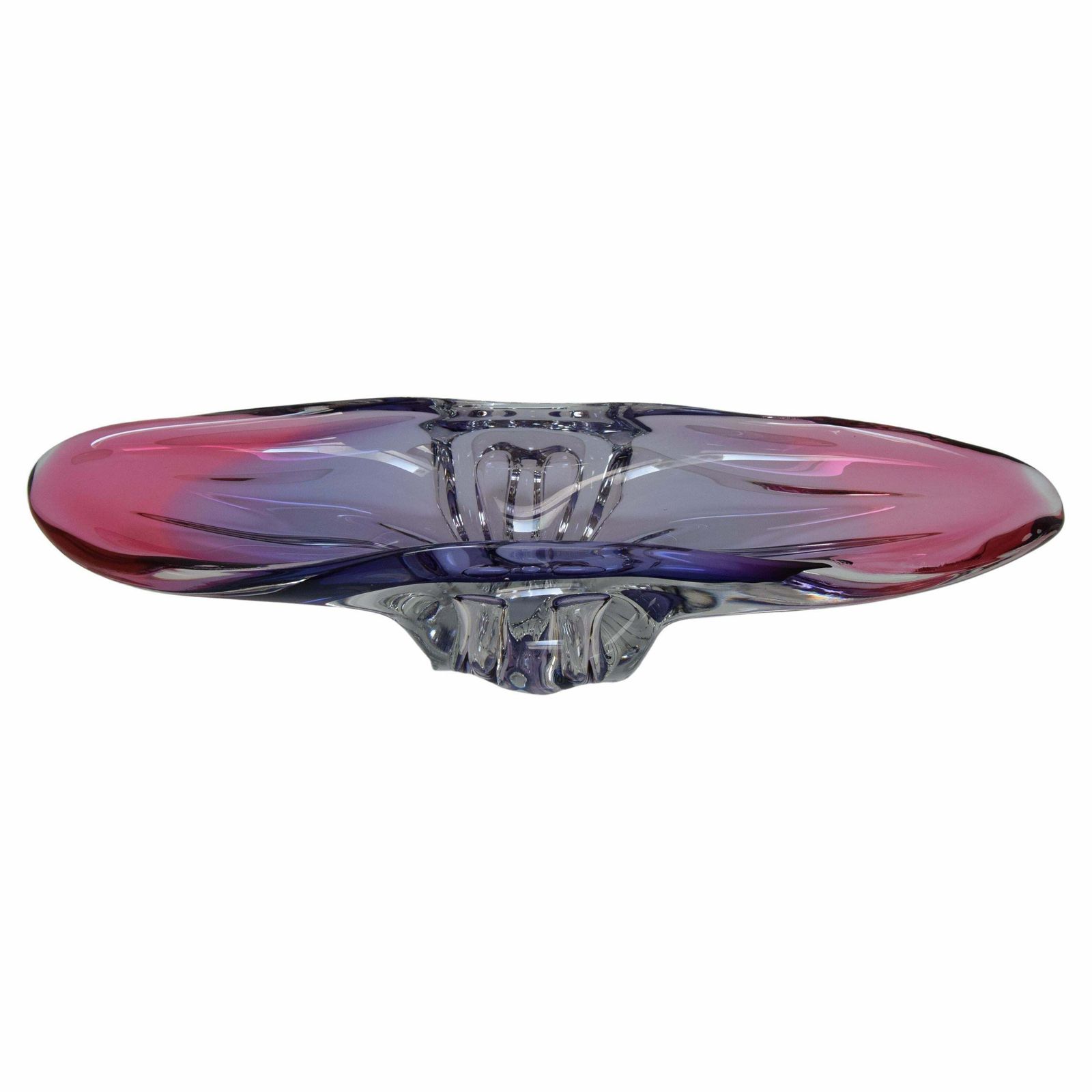 Art Glass Oblong Bowl By Josef Hospodka For Glasswork Chřibská, 1960'
