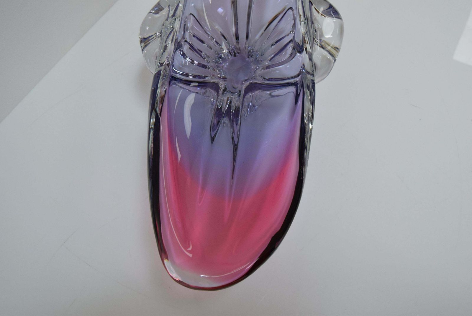 Art Glass Oblong Bowl By Josef Hospodka For Glasswork Chřibská, 1960' photo vintage