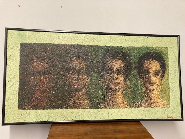 Contemporary Art Painting  Mancini 68  Action Painting Acrylic On Canvas Four Faces