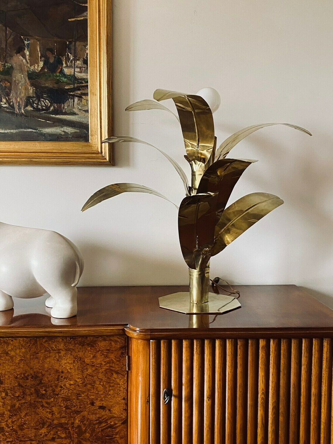 Palm Tree Brass Floor/Table Lamp, Bottega Gadda Italy, 1960 photo Lighting