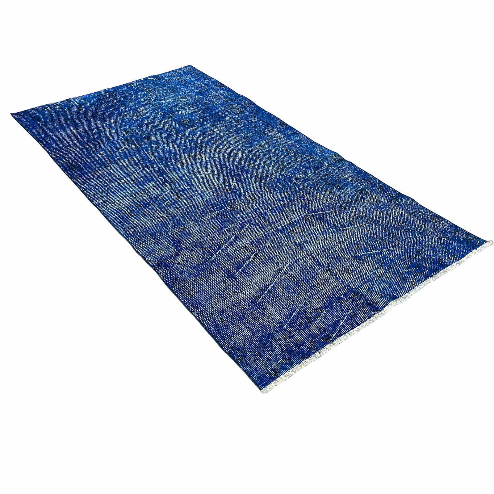 photo furniture Distressed Turkish Rug Wool Vintage Rug, Over Dyed Blue