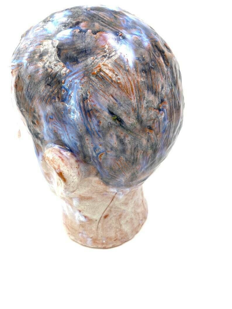 French Glazed Terracotta Boy Head, France 1958 photo 1820.0
