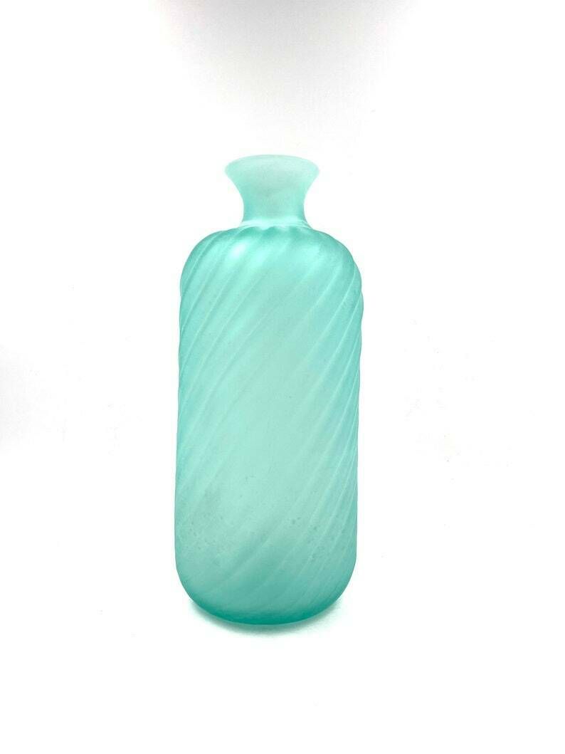 Gino Cenedese, Murano Frosted Glass Aqua Green Vase, Cenedese, Murano Italy 1970s photo Home Decor