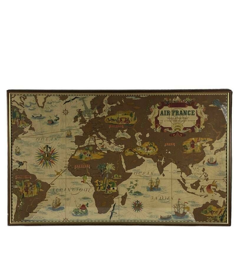Lucien Boucher, Air France 'Nova Et Vetera' Poster Map, Paris France 1939