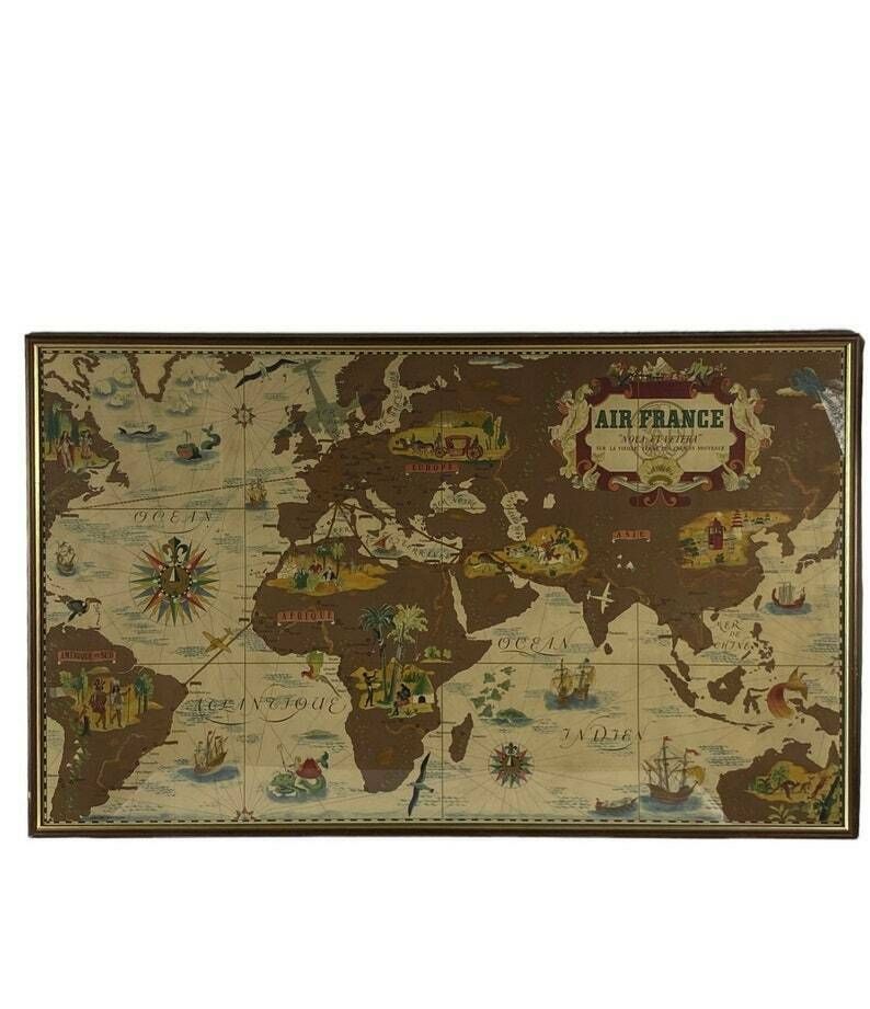 photo for sale Lucien Boucher, Air France 'Nova Et Vetera' Poster Map, Paris France 1939