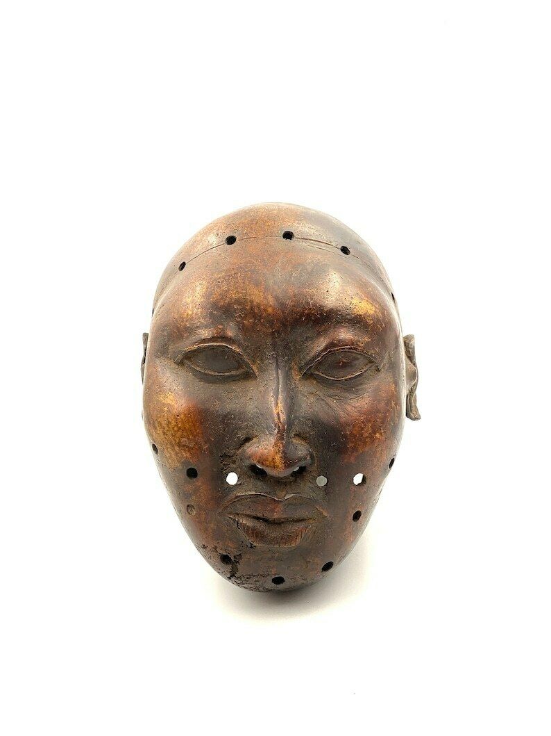 African Trophy Head Of A Foreign Ruler, Bronze, Benin Kingdom, Early XX Century