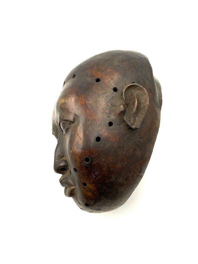 African Trophy Head Of A Foreign Ruler, Bronze, Benin Kingdom, Early XX Century photo vinterior