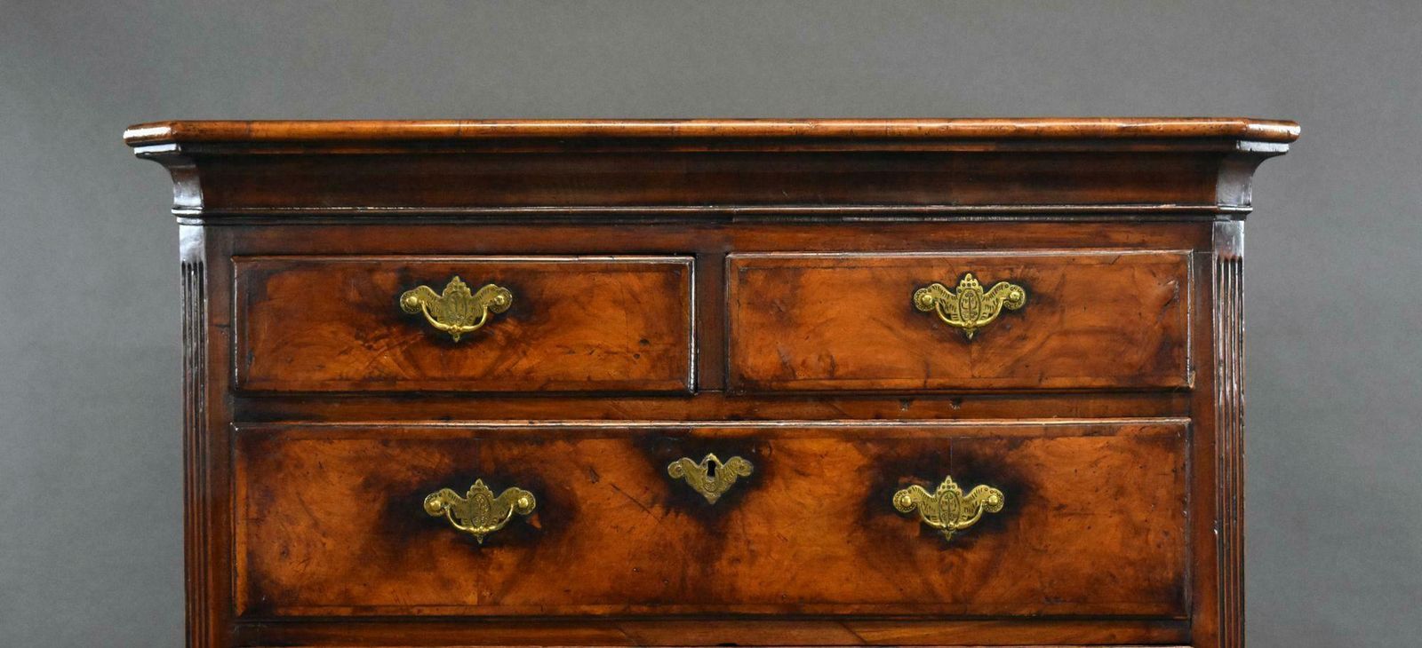 19th Century Figured Walnut Chest On Stand photo vintage