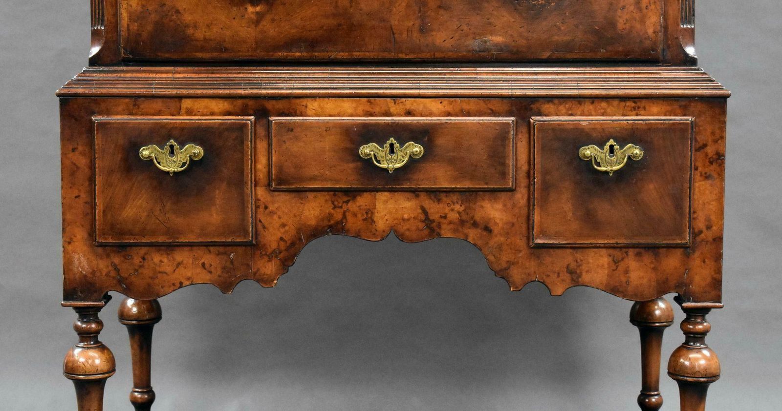photo for sale 19th Century Figured Walnut Chest On Stand