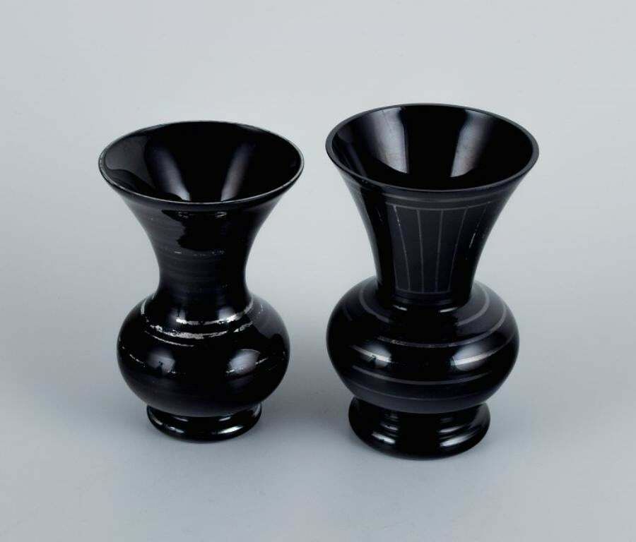 Two Art Deco Vases In Art Glass. 1930 1940s photo furniture