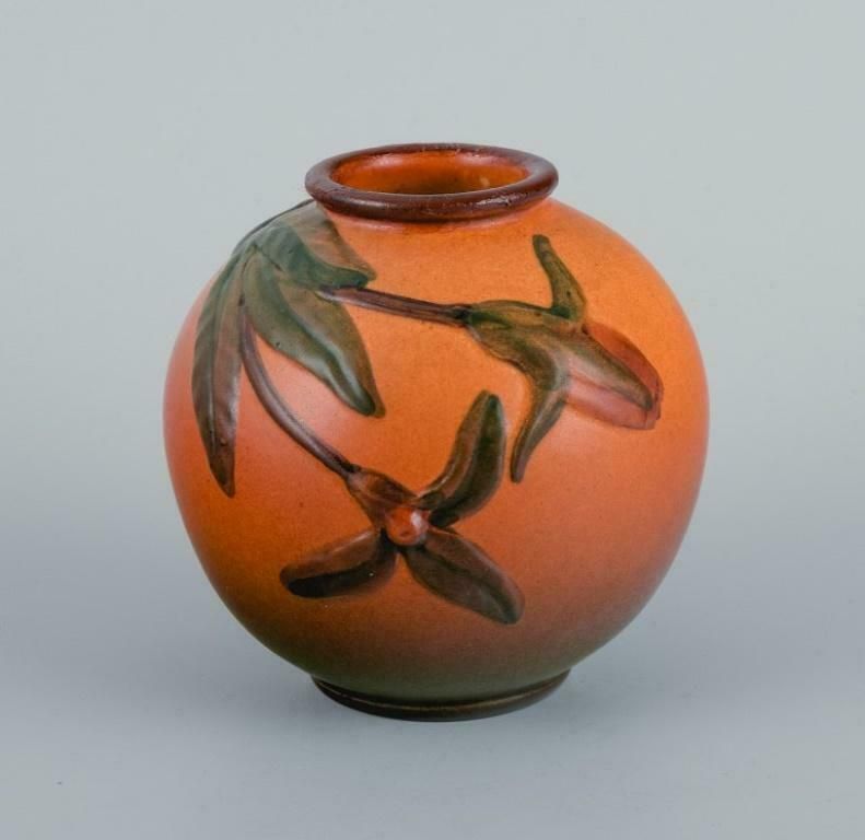 Ipsen's Denmark Two Small Vases With Glaze In Orange Green Shades photo furniture