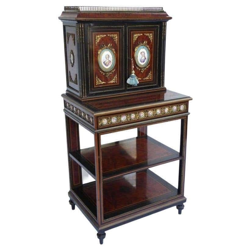 19th Century Ebony And Thuya Wood Bonheur Du Jour