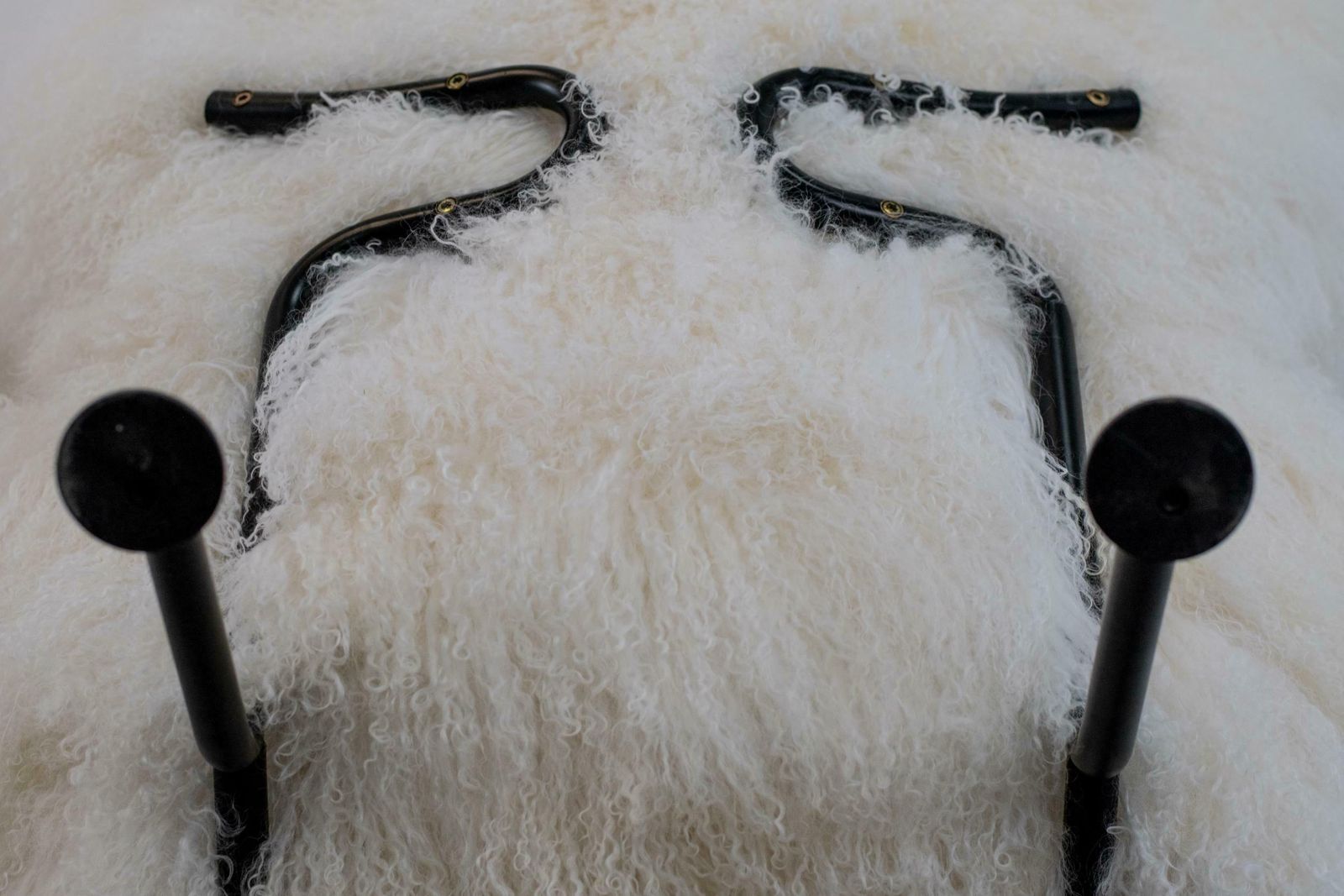 photo for sale Franco Albini Pl19 Or Tre Pezzi Armchair In White Mongolian Wool Poggi, Italy