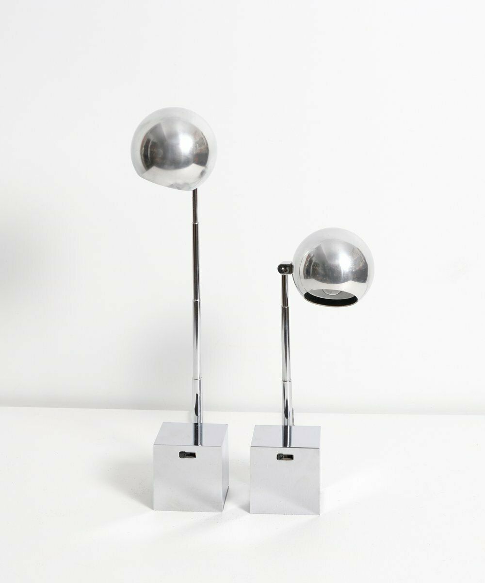 Pair Of Lytegem Chrome High Intensity Lamp Designed In 1965 By Michael Lax For Lightolier.