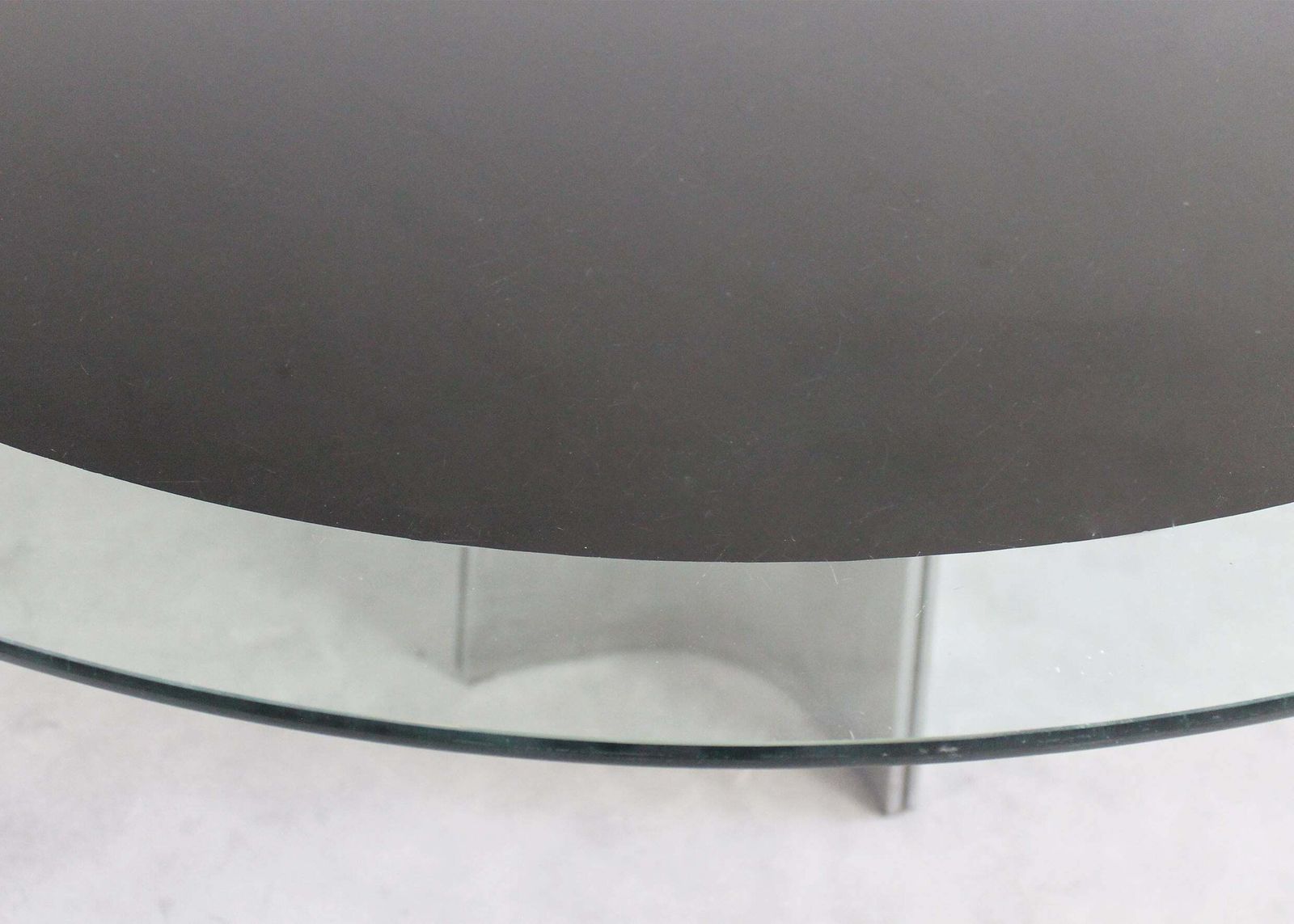 Luigi Saccardo Round Pedestal Table In Steel And Glass By Maison Jansen, 1970s photo Furniture