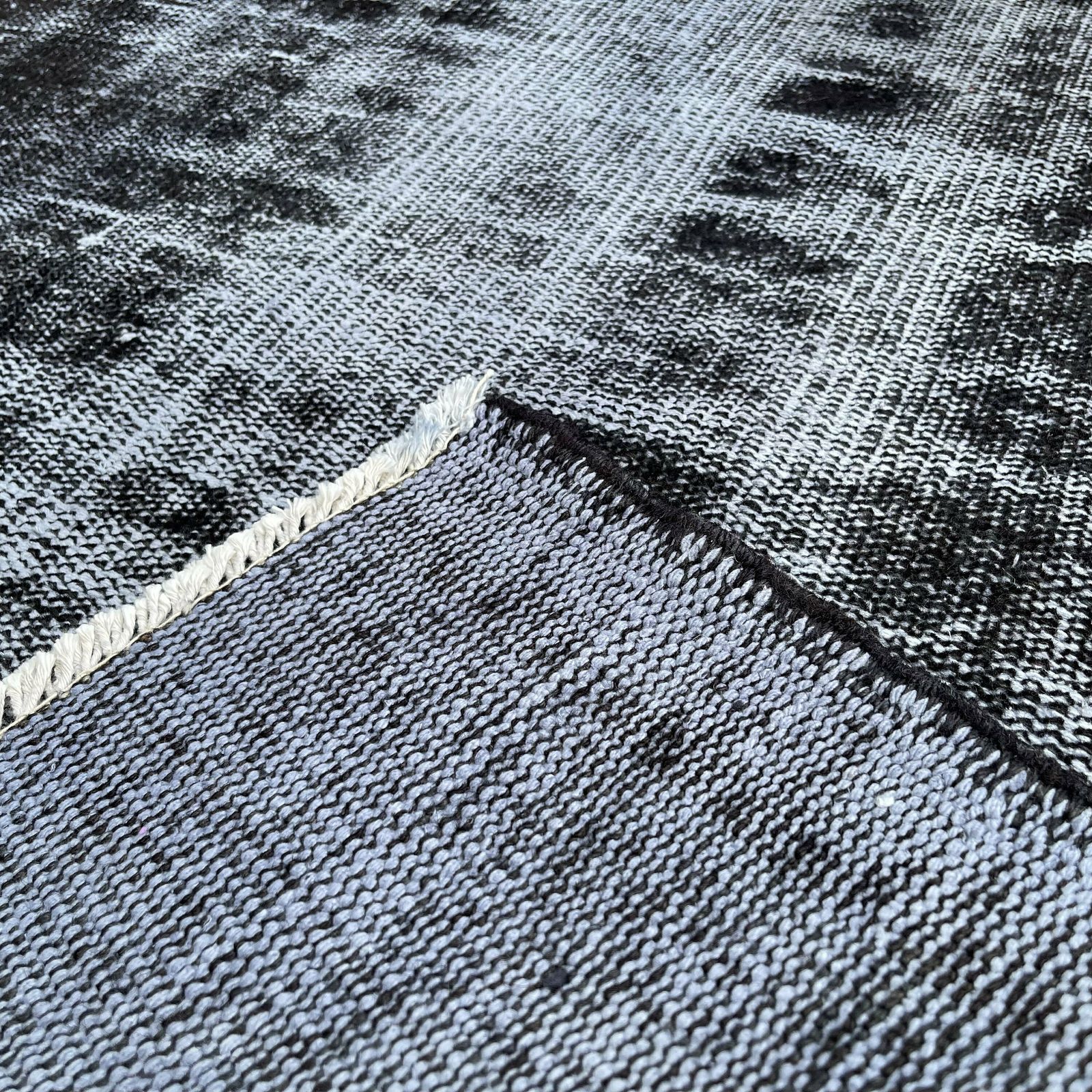 Distressed Turkish Rug 187 X 90 Cm Wool Vintage Rug, Over Dyed Grey photo for sale