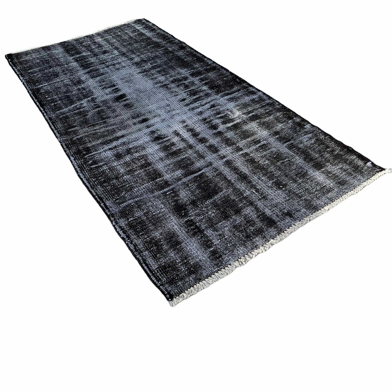 Distressed Turkish Rug 187 X 90 Cm Wool Vintage Rug, Over Dyed Grey photo buy