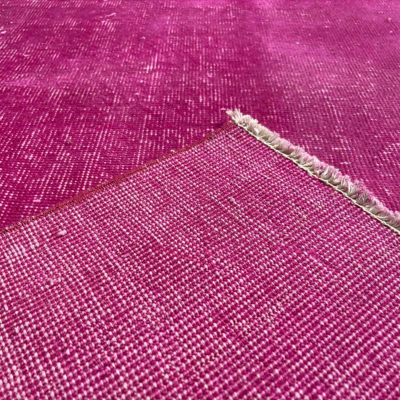 Distressed Turkish Narrow Runner  Wool Vintage Rug, Over Dyed Pink photo vinterior