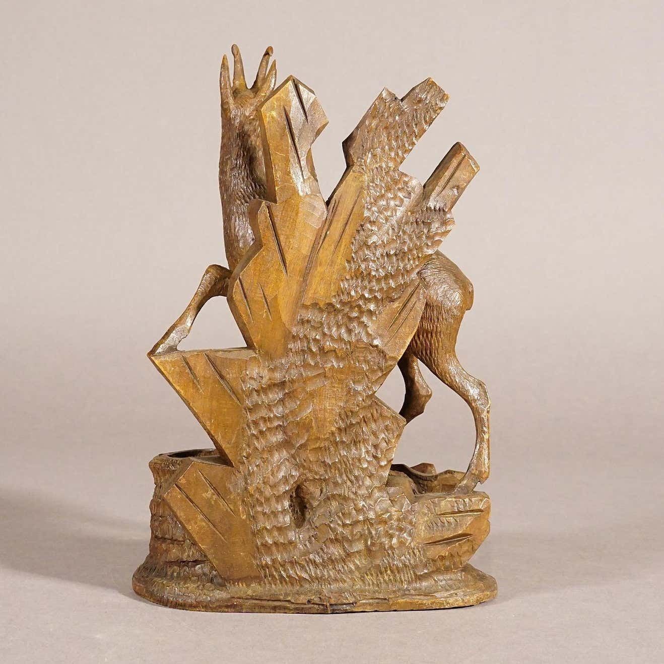 Finely Carved Wood Chamois Brienz, Switzerland Ca. 1900 photo Home Decor
