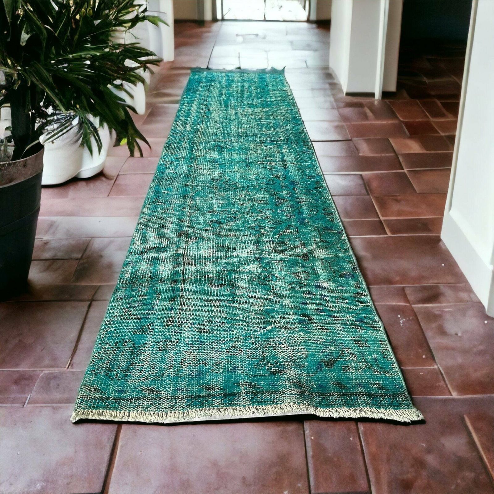 Vintage Distressed Turkish Rug Runner , 278 X 80 Cm Wool Vintage Rug Runner photo for sale