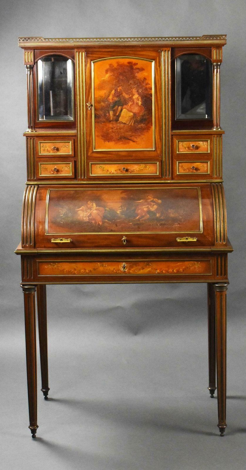 Pair Of 19th Century French Vernis Martin Cylinder Top Desks