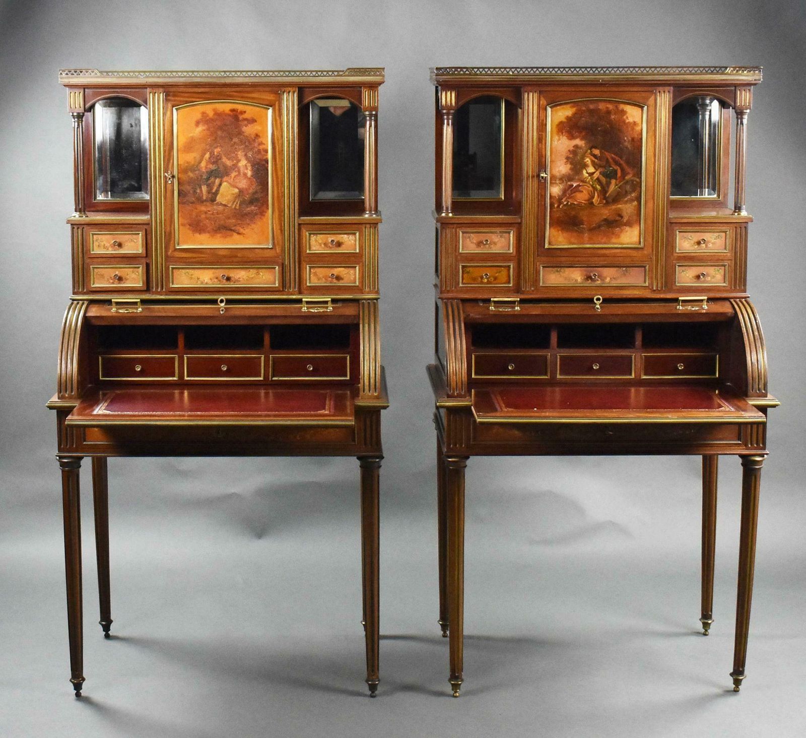 Pair Of 19th Century French Vernis Martin Cylinder Top Desks photo vinterior